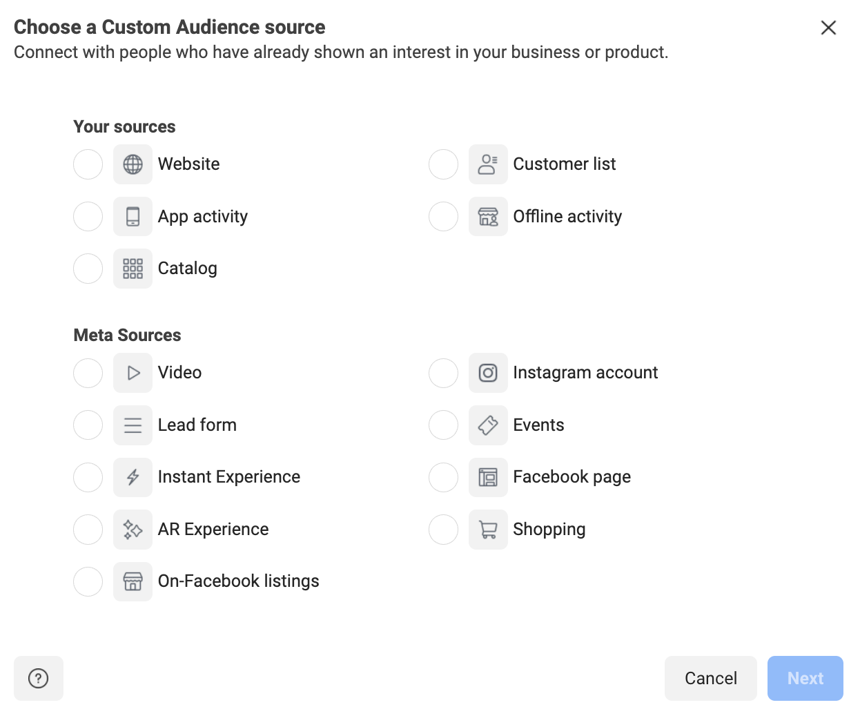 setting up facebook custom audience