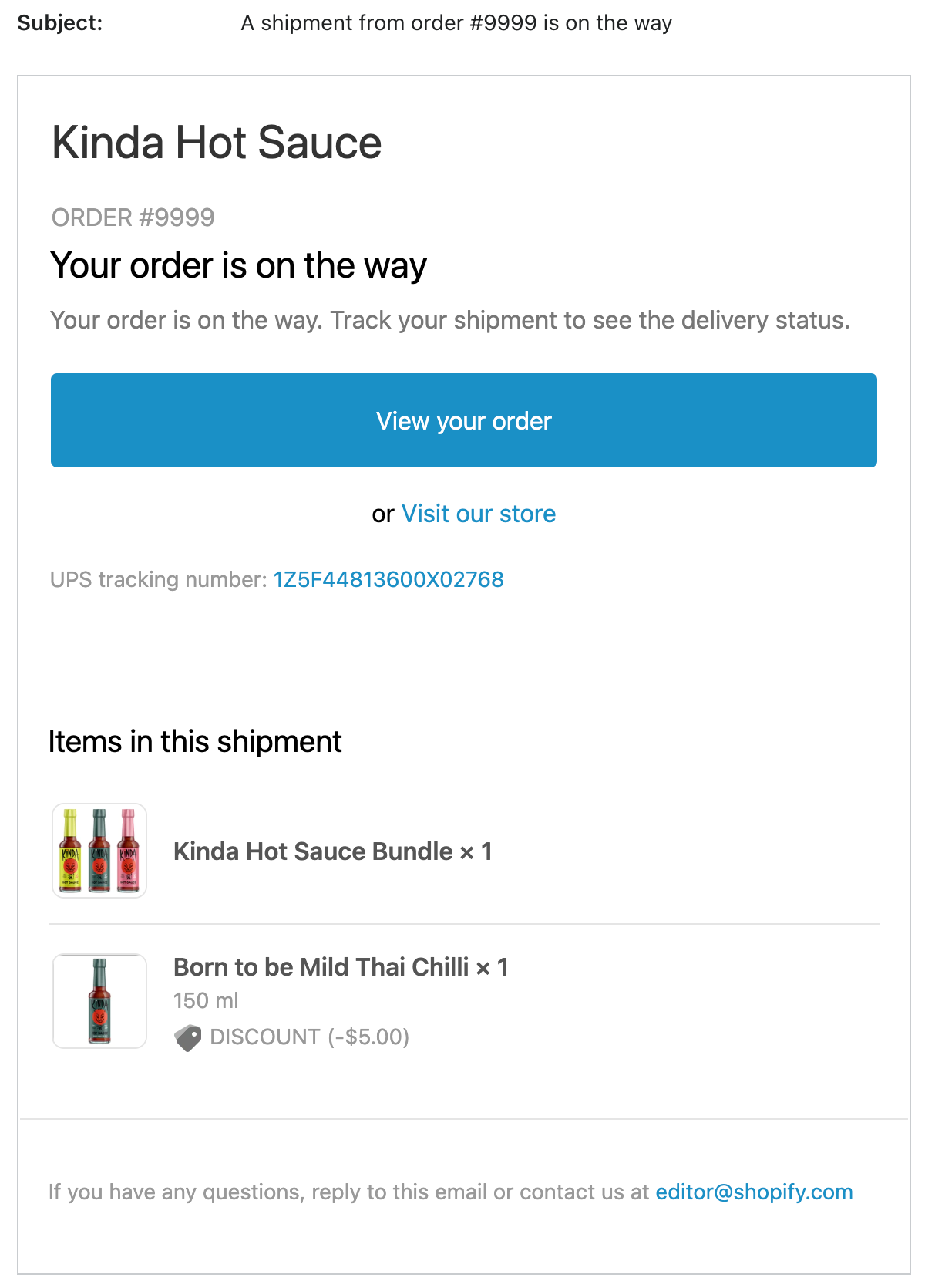 shipping confirmation email