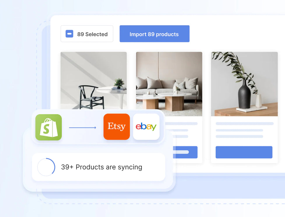 Screengrab demonstrating the features of the OneEtsy eBay and Shopify app