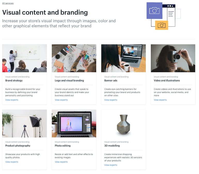shopify experts marketplace: visual content and branding