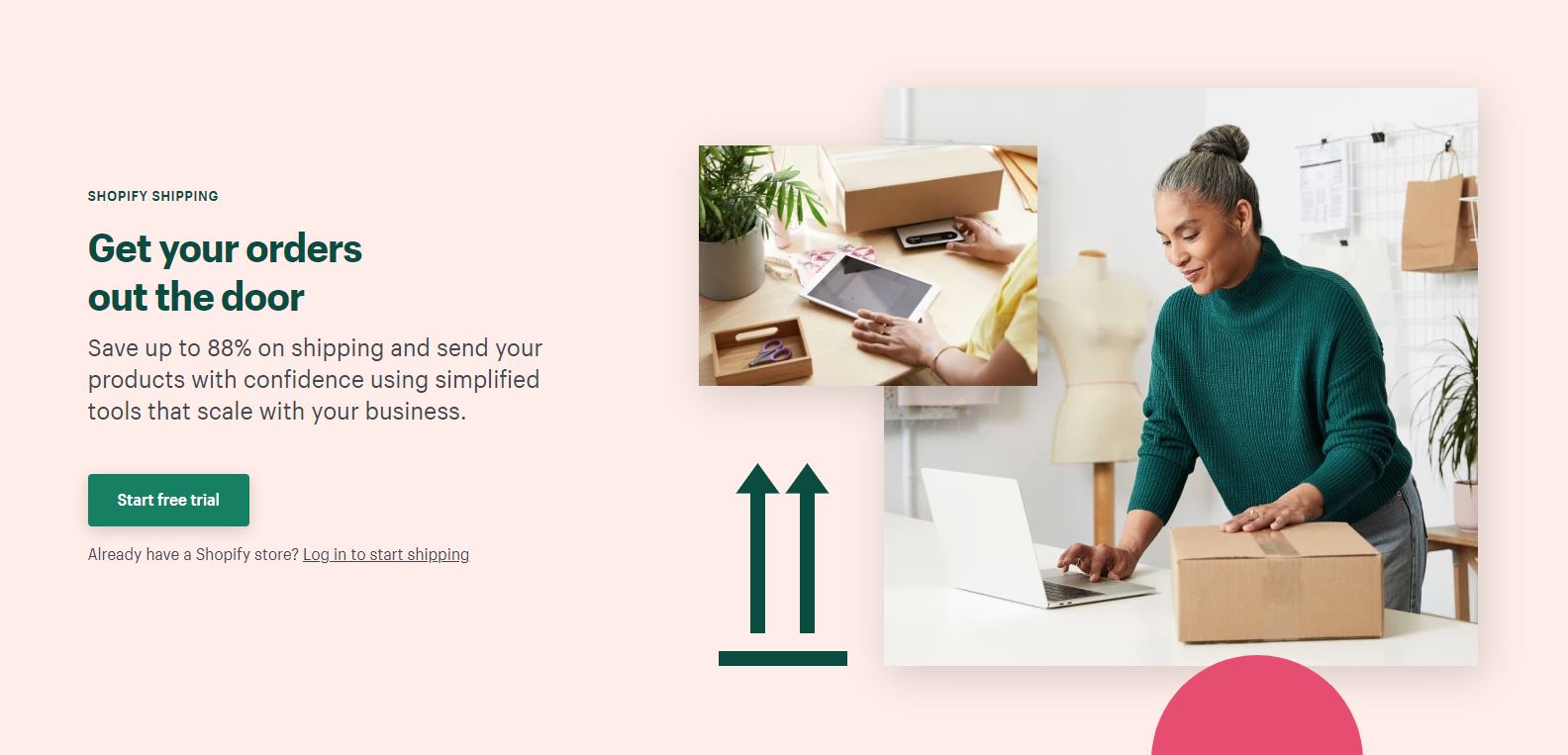 Screenshot of Shopify Shipping landing page