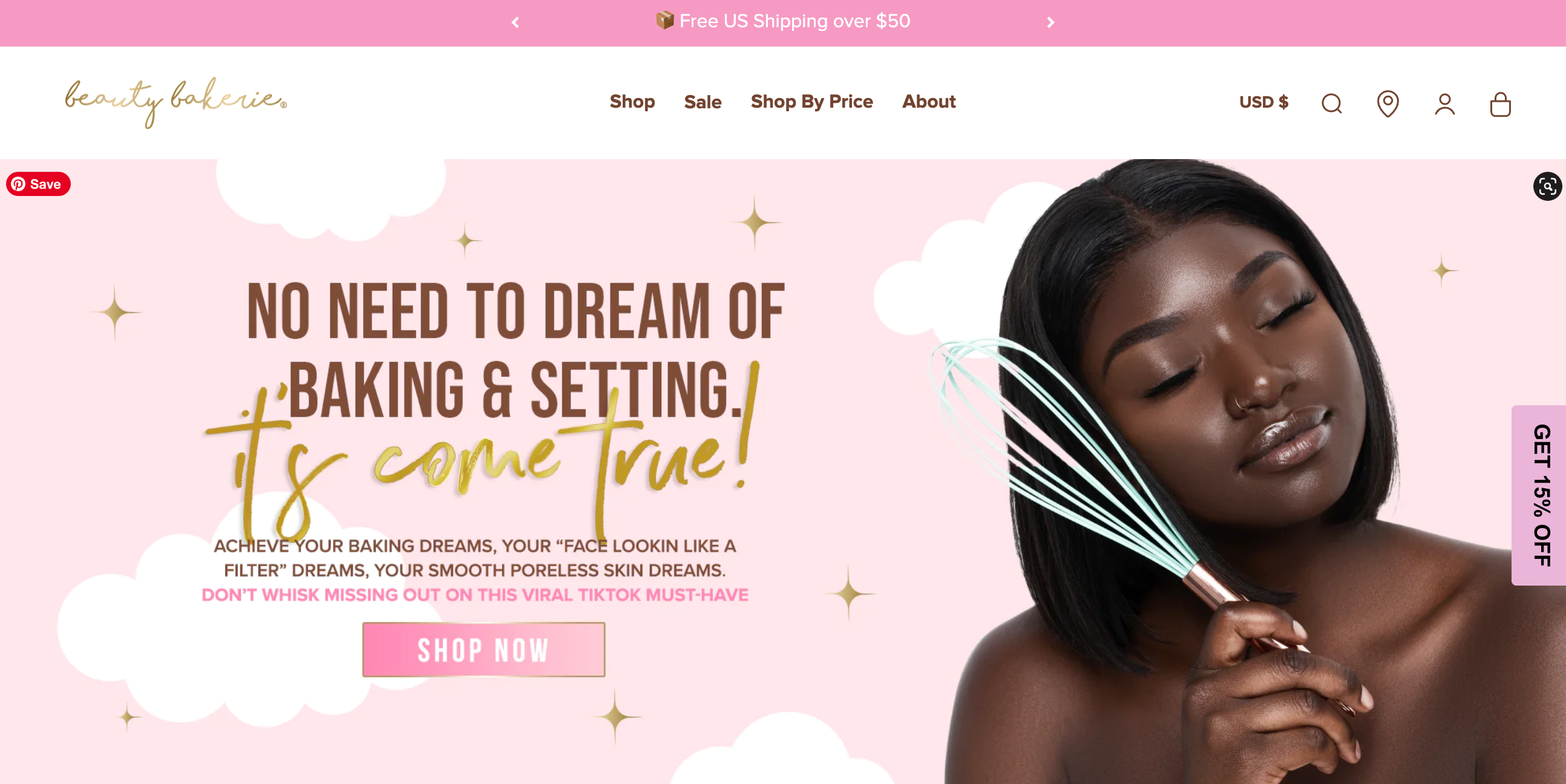 Homepage for Shopify-powered ecommerce store Beauty Bakerie