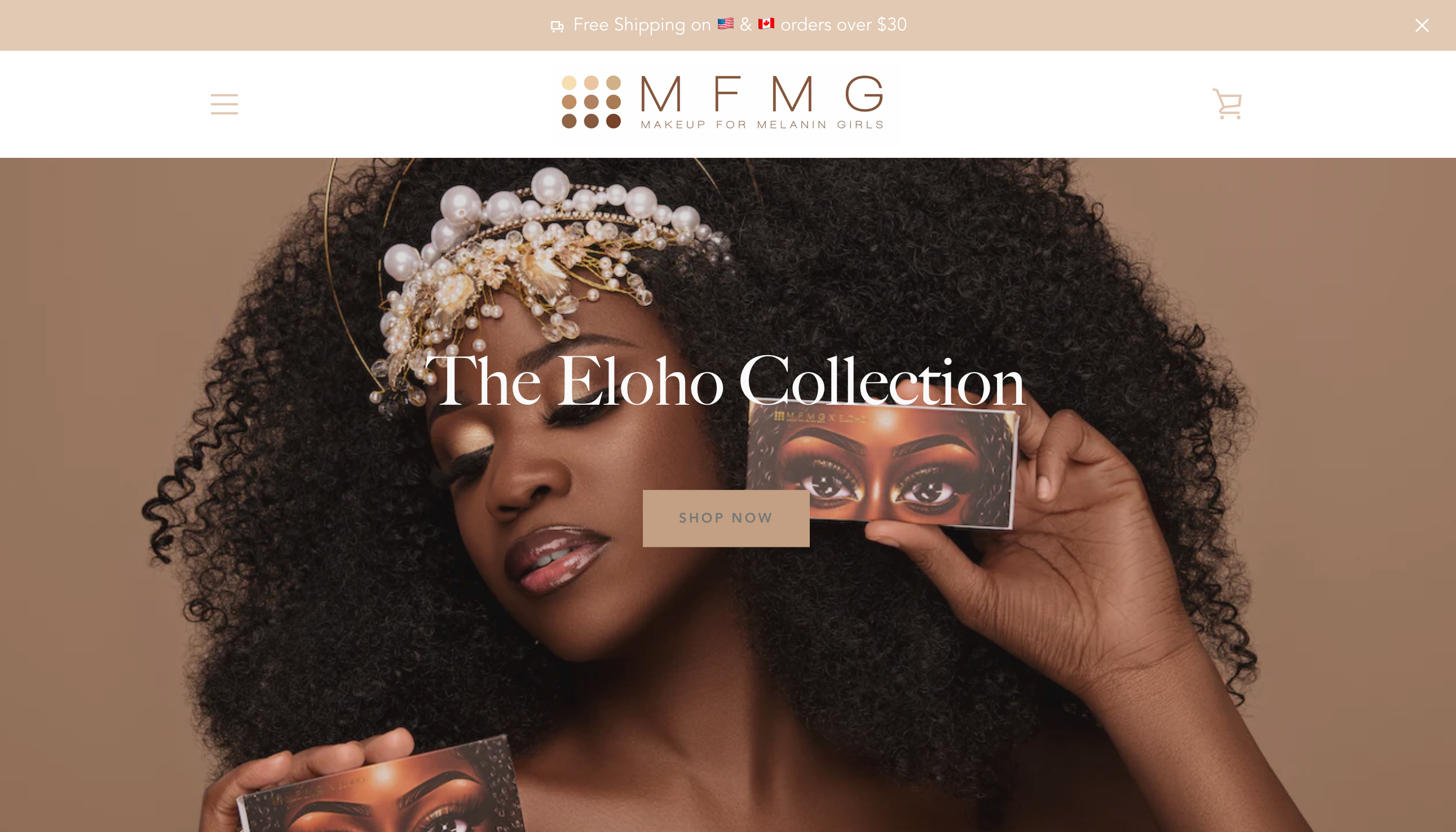 Homepage for Shopify-powered ecommerce store MFMG