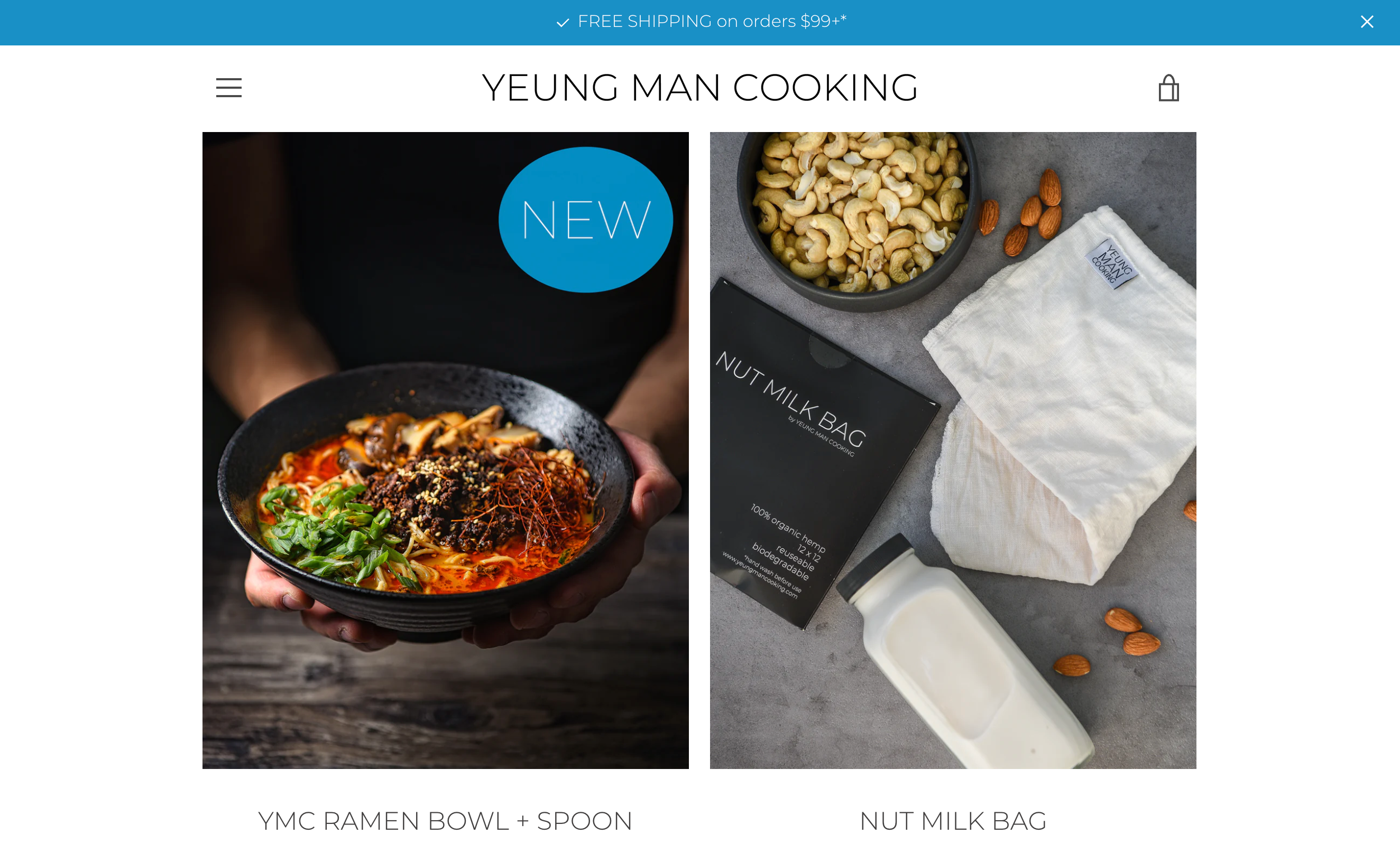 Homepage for Shopify-powered ecommerce store Yeung Man Cooking