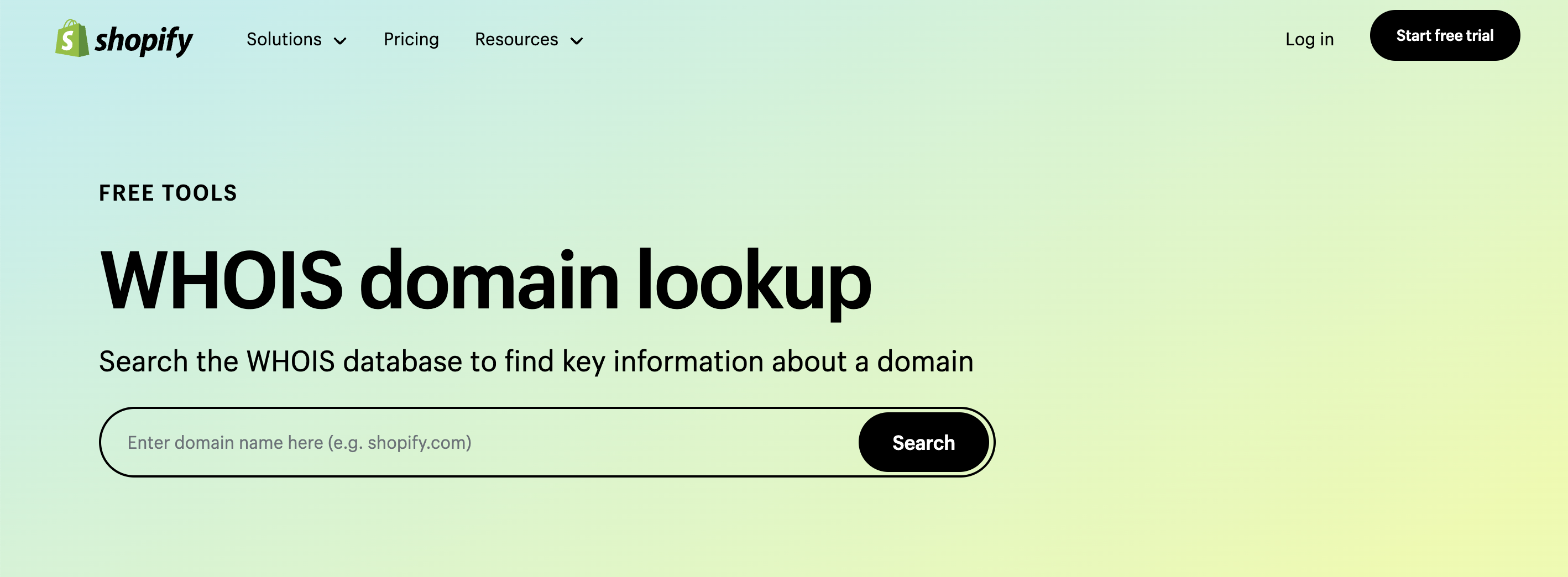 Shopify's free WHOIS domain lookup tool