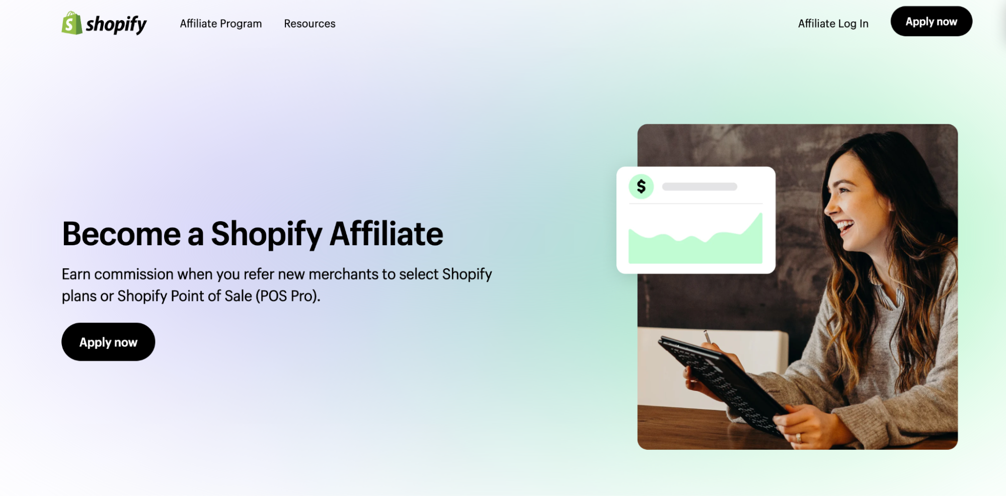 A screenshot of Shopify's Affiliate Program page