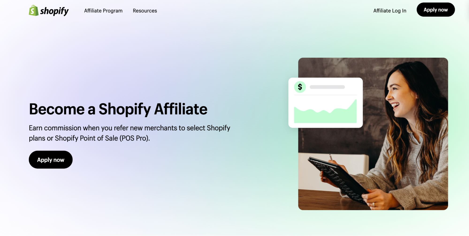 A screenshot of Shopify’s Affiliate Program page.