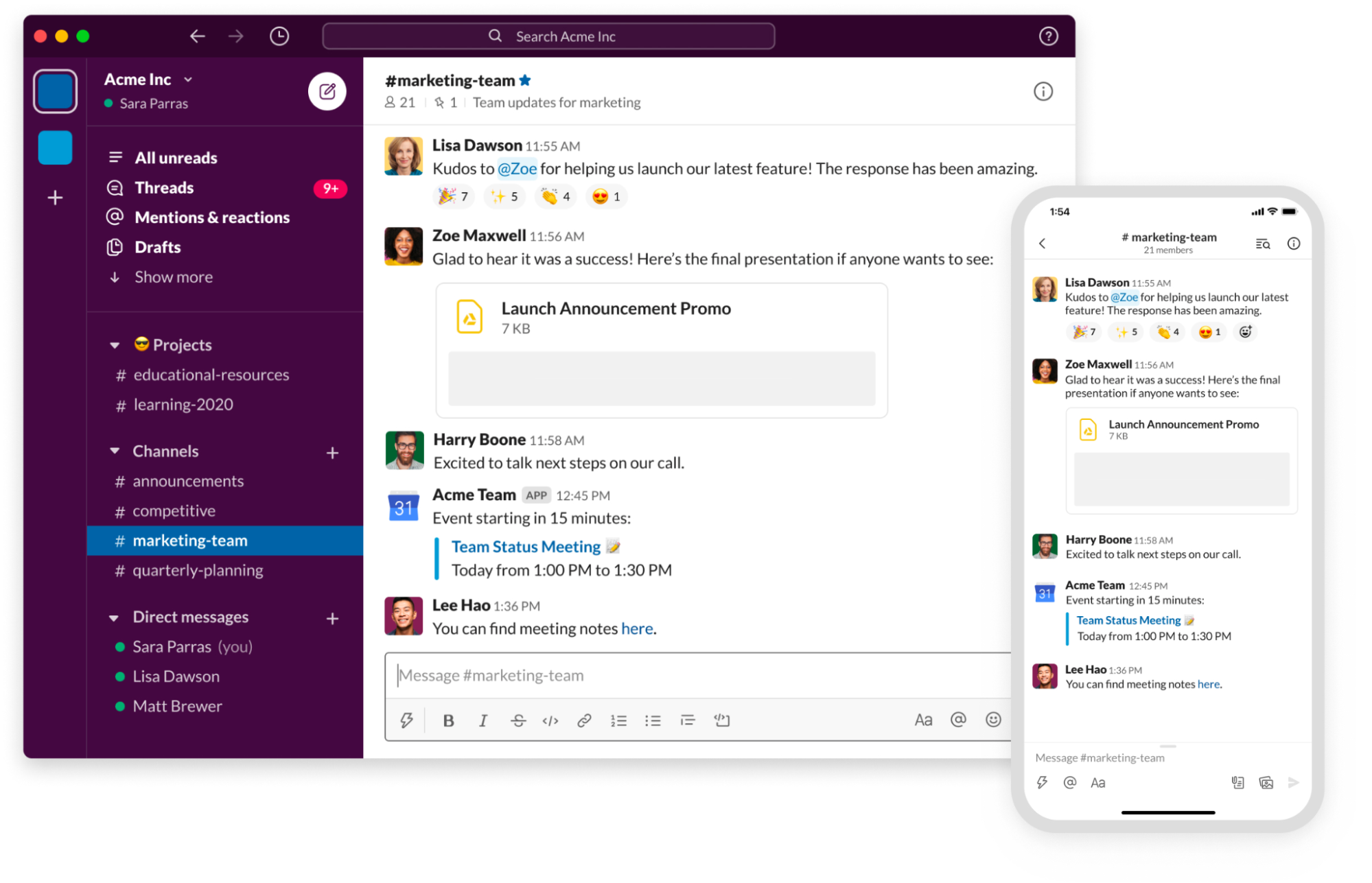Slack makes it easy to stay on the same page and communicate with your team.