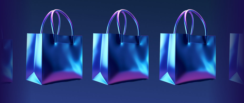 shopping bags lined up representing small business black friday shopping
