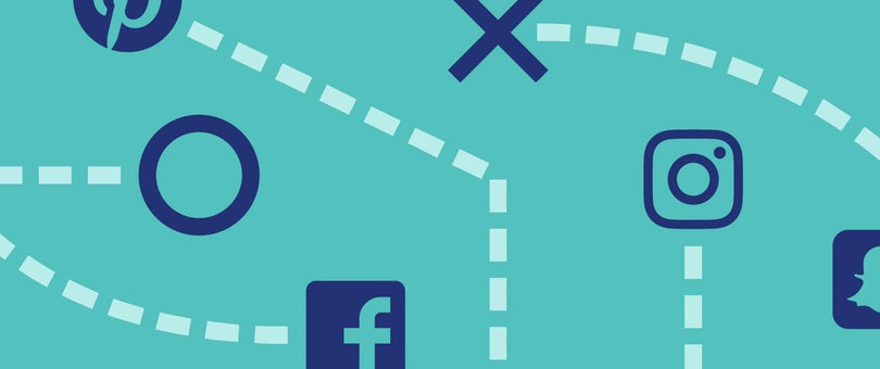 social media marketing channels connected by dotted lines