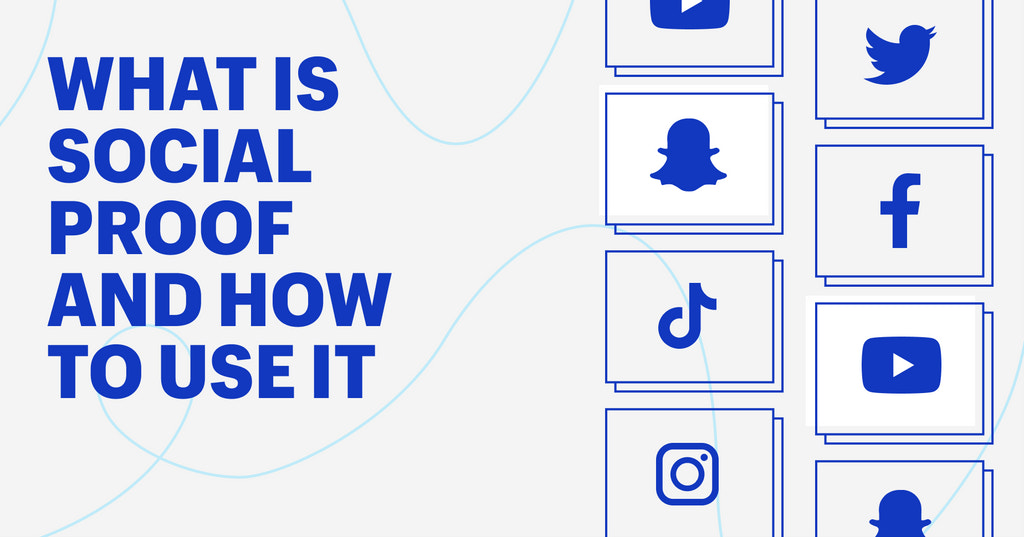 图片上写着“什么是社会证明以及如何使用它?”，上面有snapchat、tiktok、instagram、twitter、facebook和youtube的标志