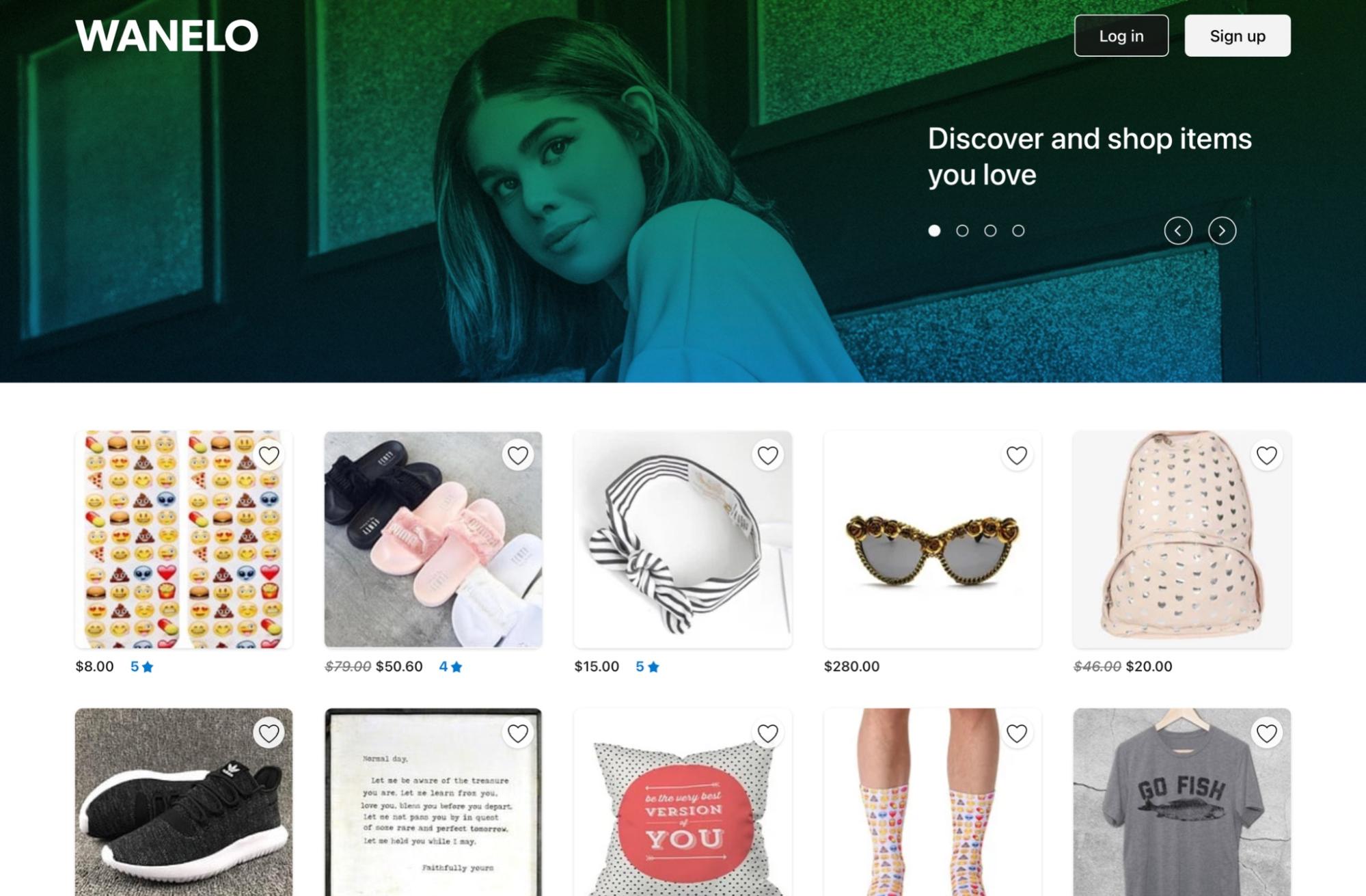 Wanelo homepage