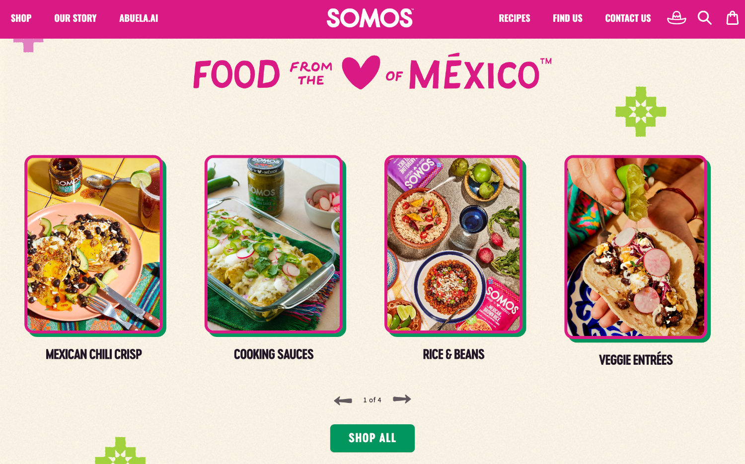 Ecommerce webpage for Somos brand