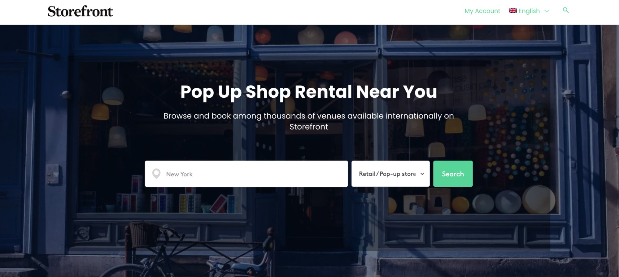 screenshot of storefront website