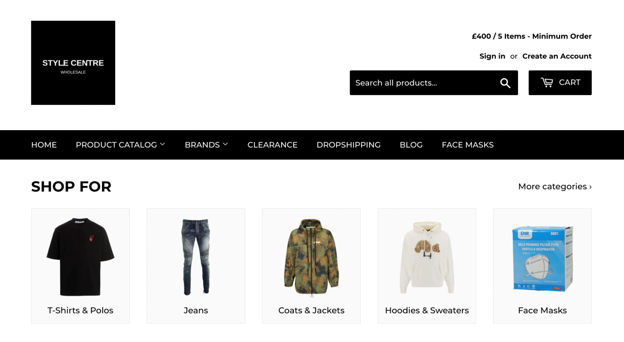 Screenshot of the Style Centre homepage