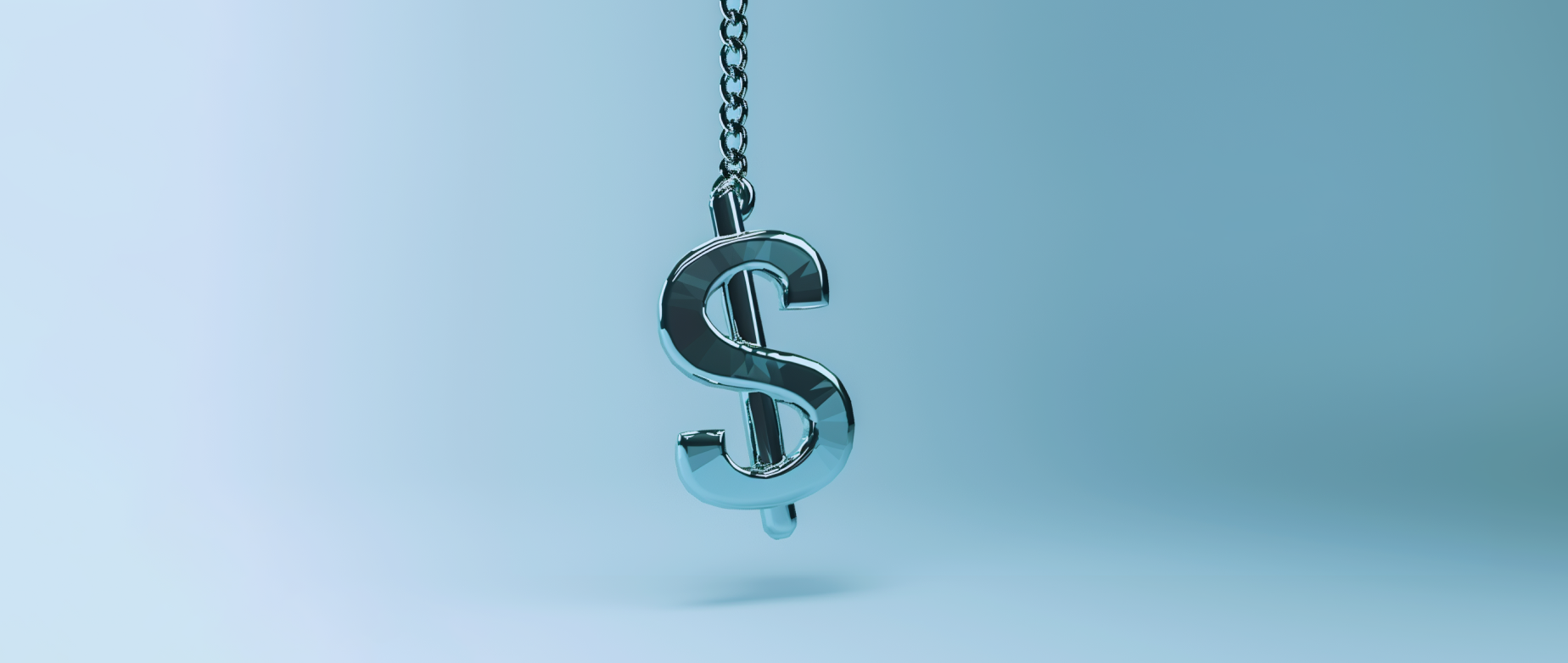 An anchor in the shape of a US dollar sign on a light blue background.