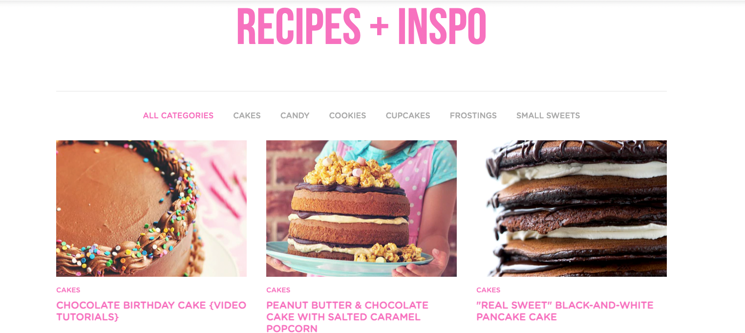 A screenshot of the Sweetapolita baking blog