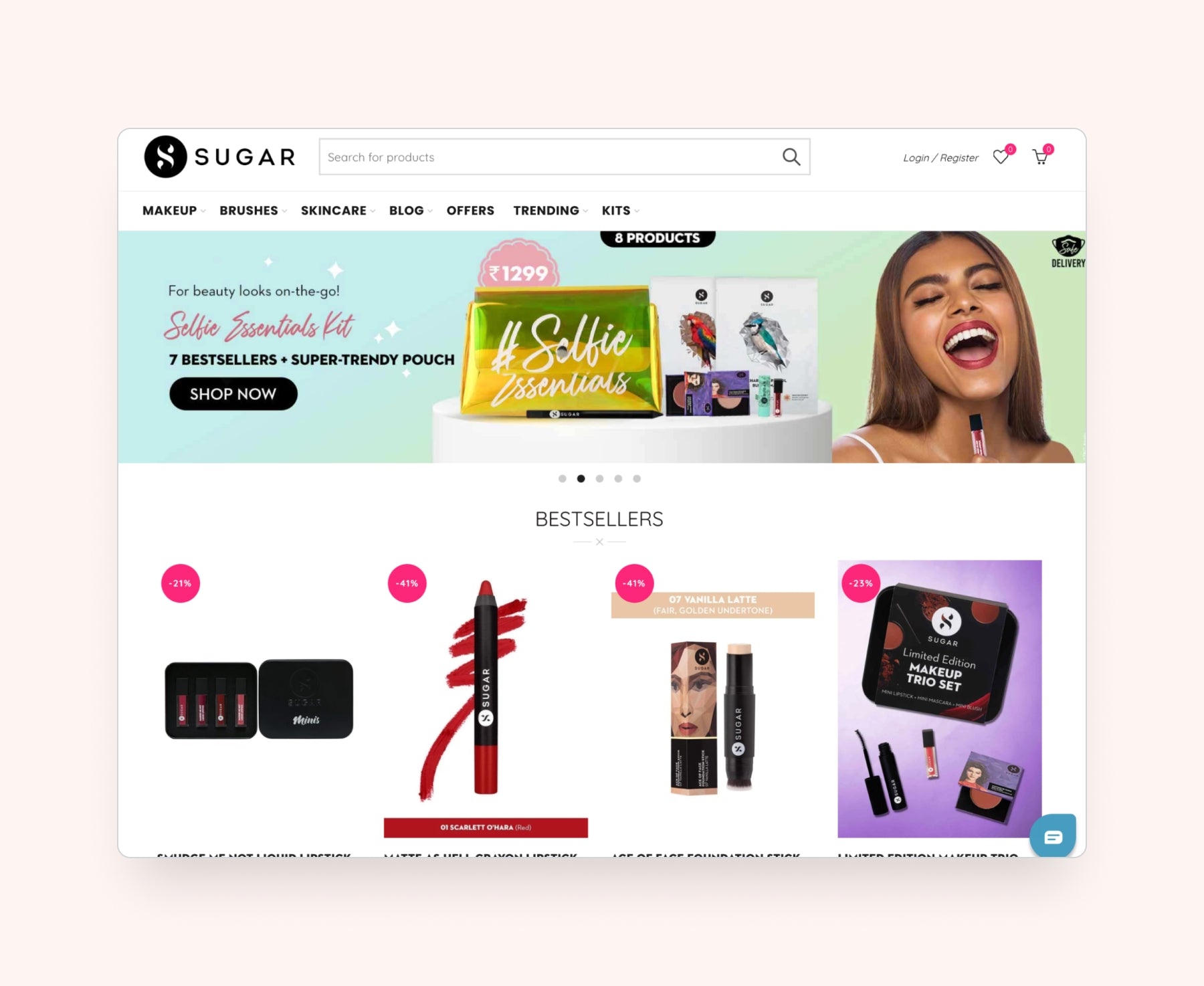 Website van SUGAR Cosmetics