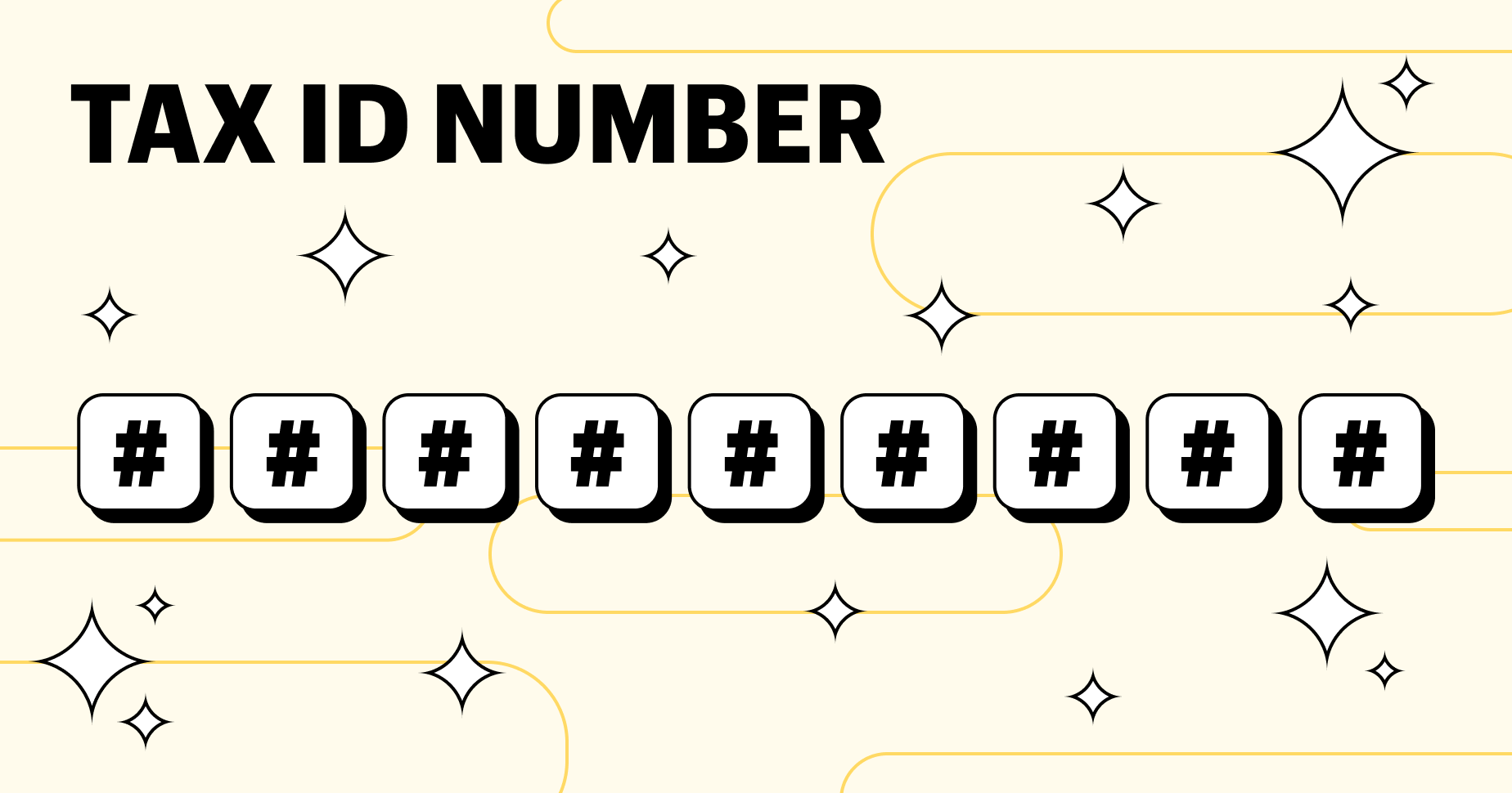 tax id number on yellow backdrop with various symbols and hash marks in a line