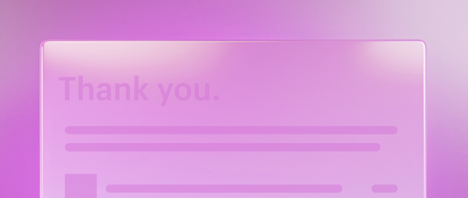 A light pink thank you icon on a dark pink background.