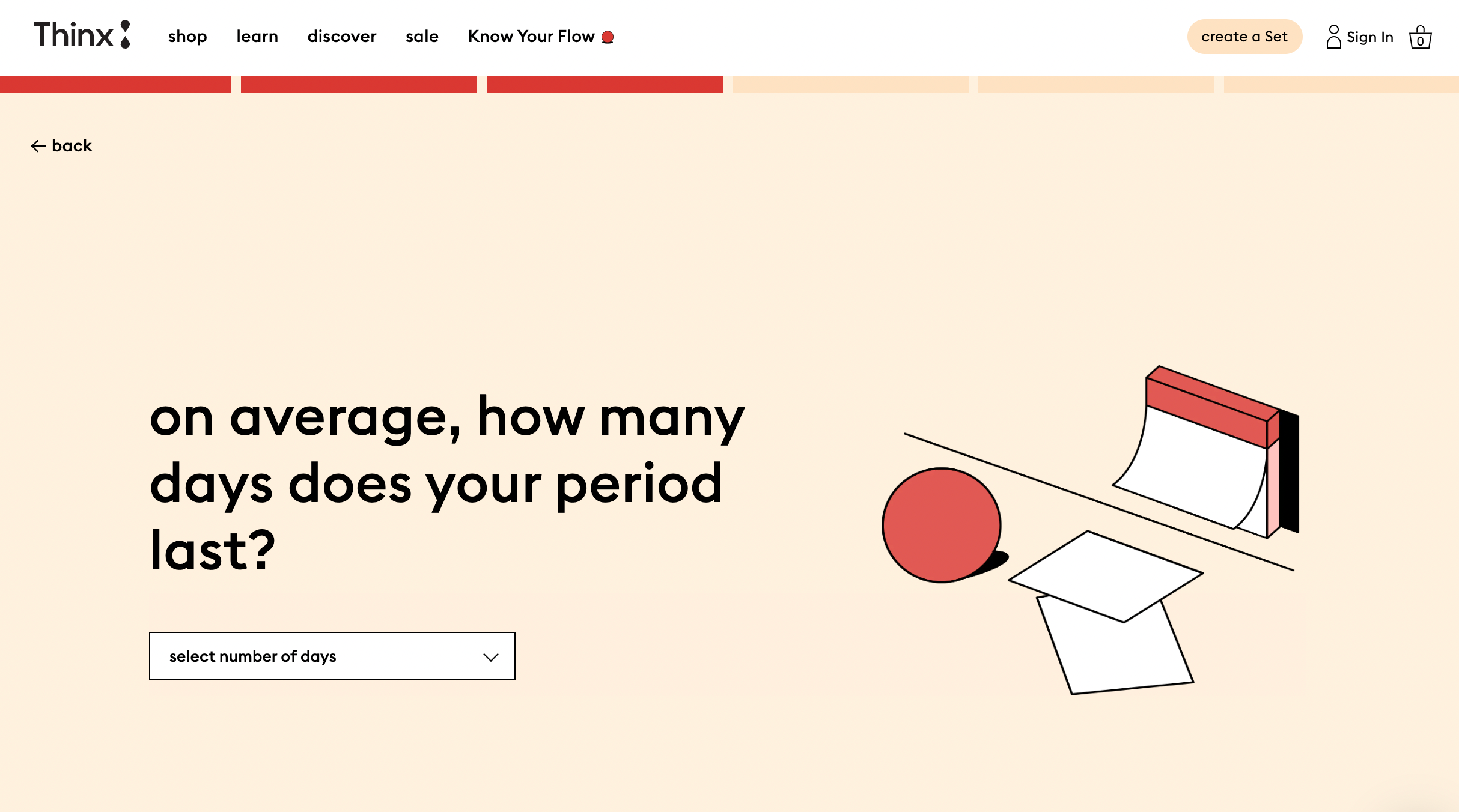 Screengrab of Thinx' Know Your Flow quiz interface