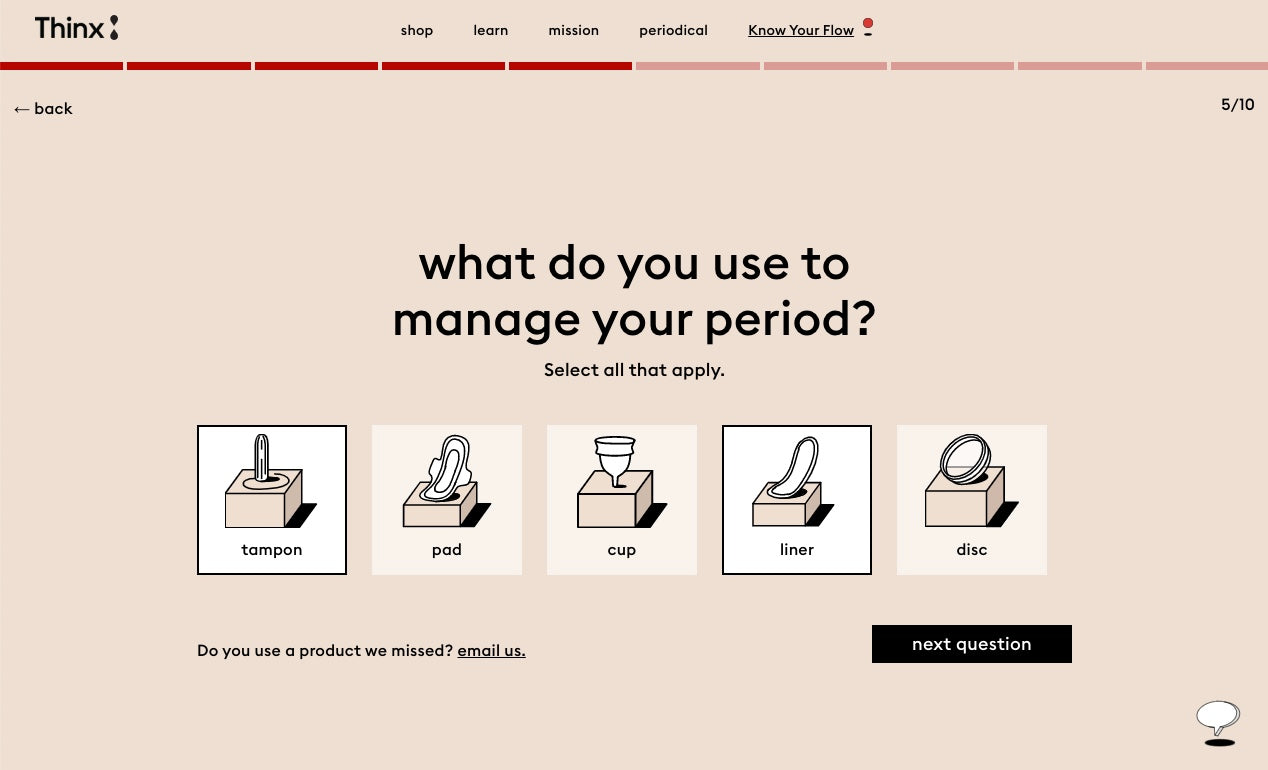 Know Your Flow-quiztool van Thinx