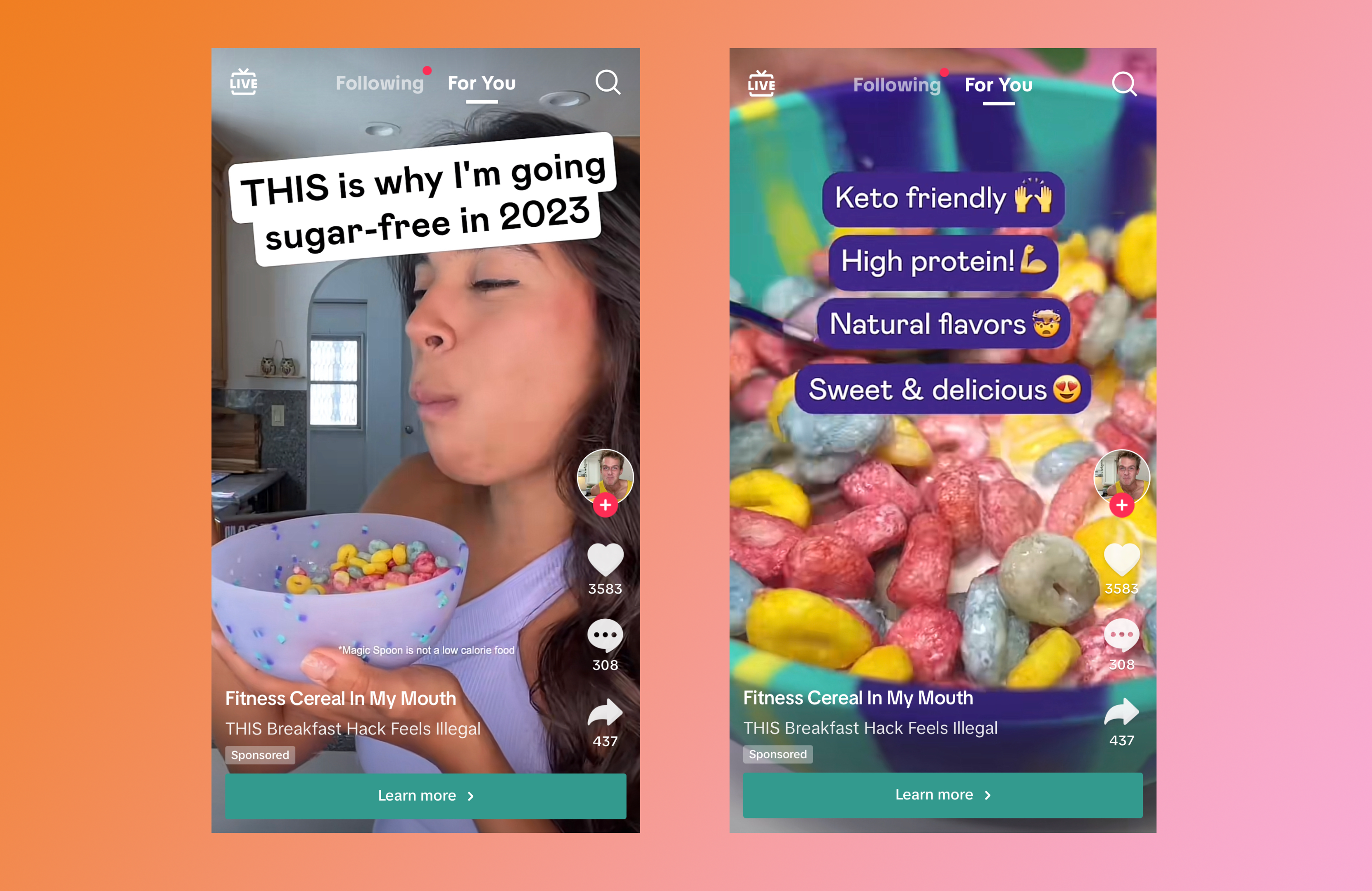 Example of a TikTok ad from brand Magic Spoon