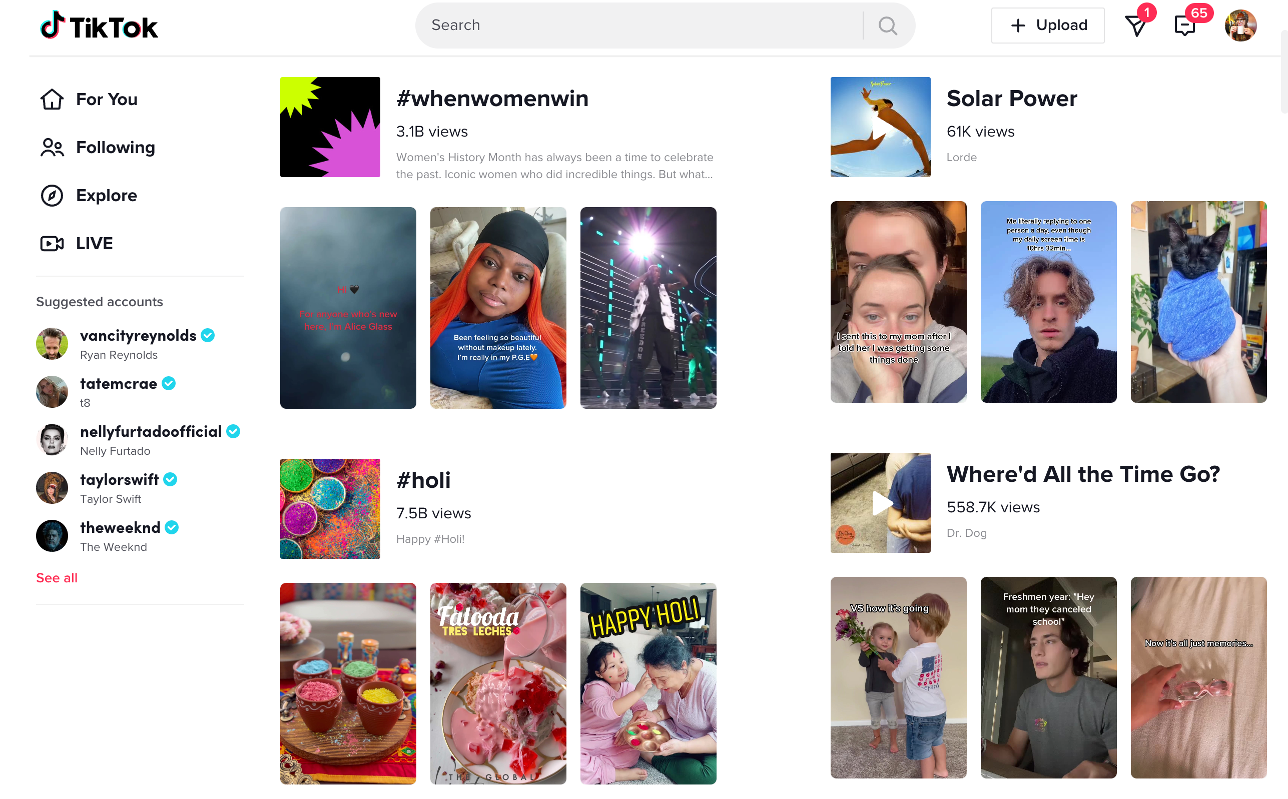 Screengrab of TikTok's Discover page