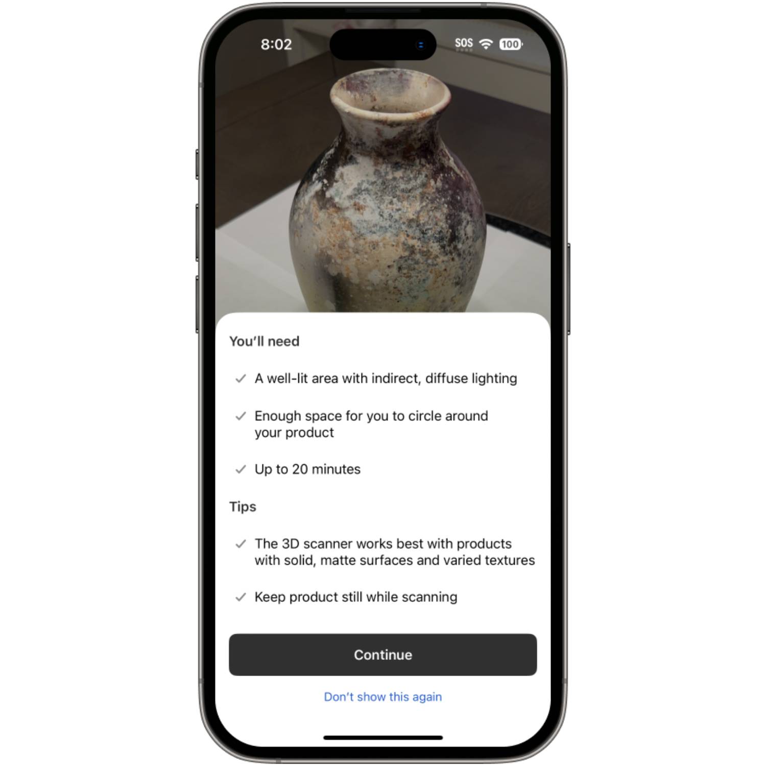 Shopify app 3D scanner tips