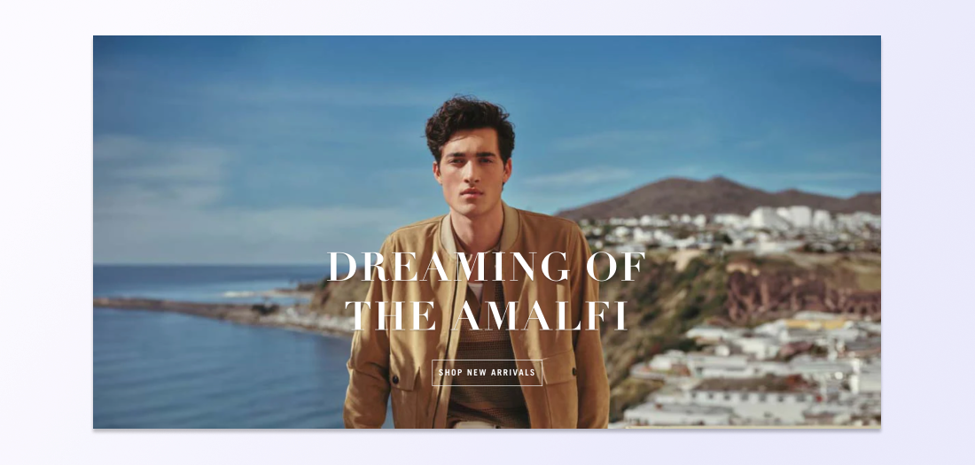 A product tagline for a clothing collection that asks readers to “Dream of the Amalfi.”