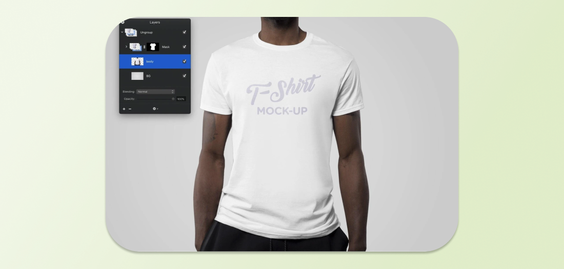 An example T-shirt design screen from a print-on-demand service.