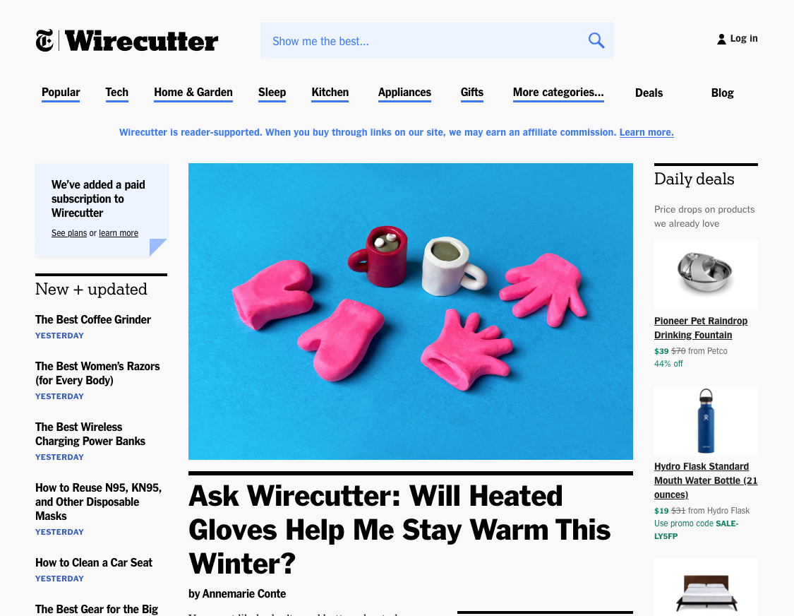 Screengrab of Wirecutter 