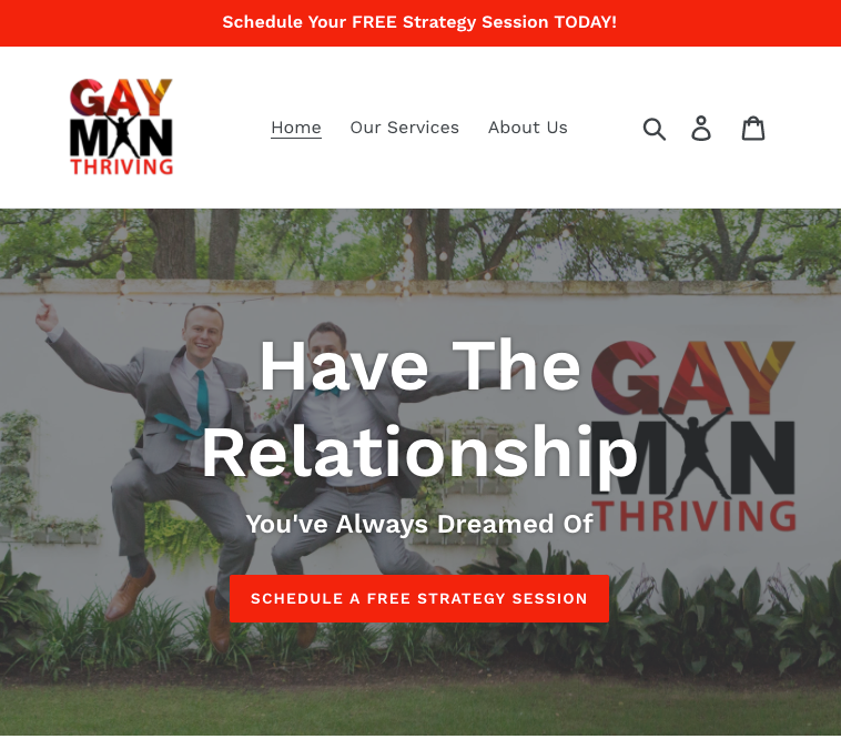 Screengrab from Gay Man Thriving website.