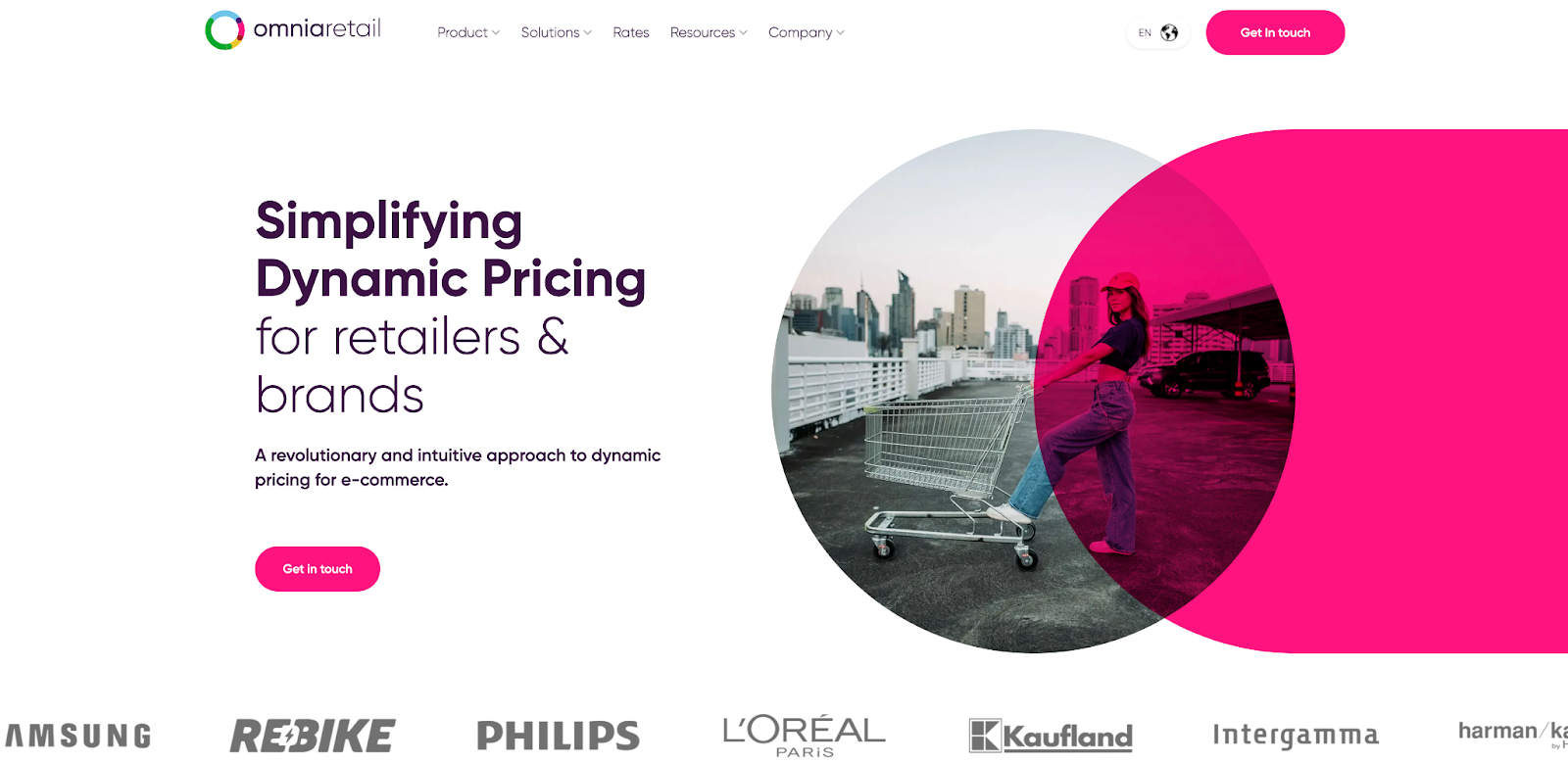 Omnia’s homepage with the clients they serve including Philips, Samsung and L’Oreal Paris.