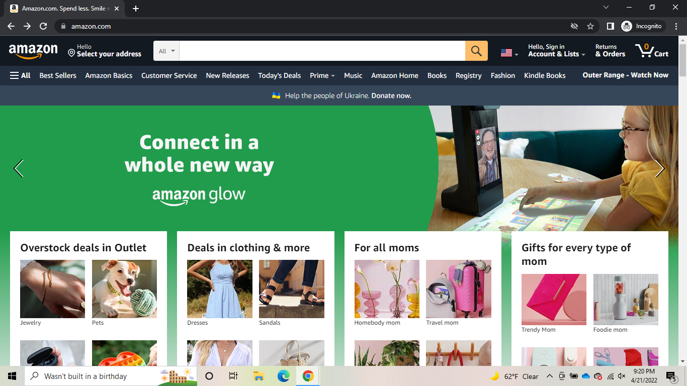 domínio de e-commerce mais popular: Amazon.com