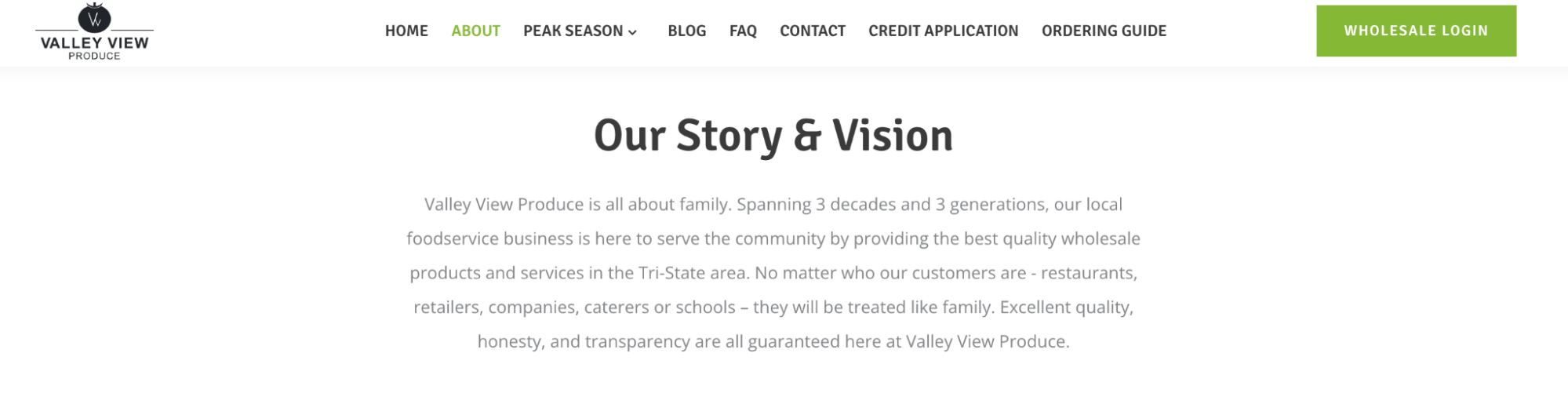 Story and Vision page on Valley View Produce’s website.