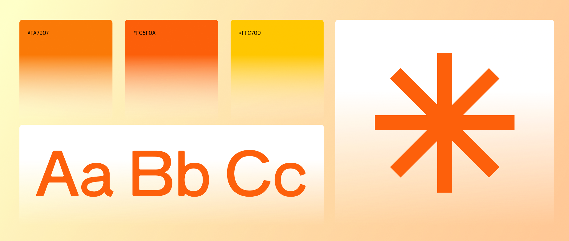 Orange text and color samples on a light orange background.