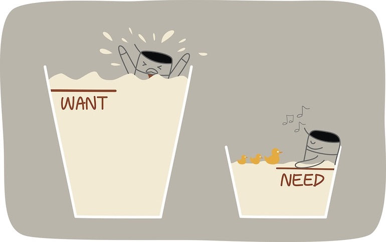 An image showing the difference between customer wants and needs in creating a product strategy.