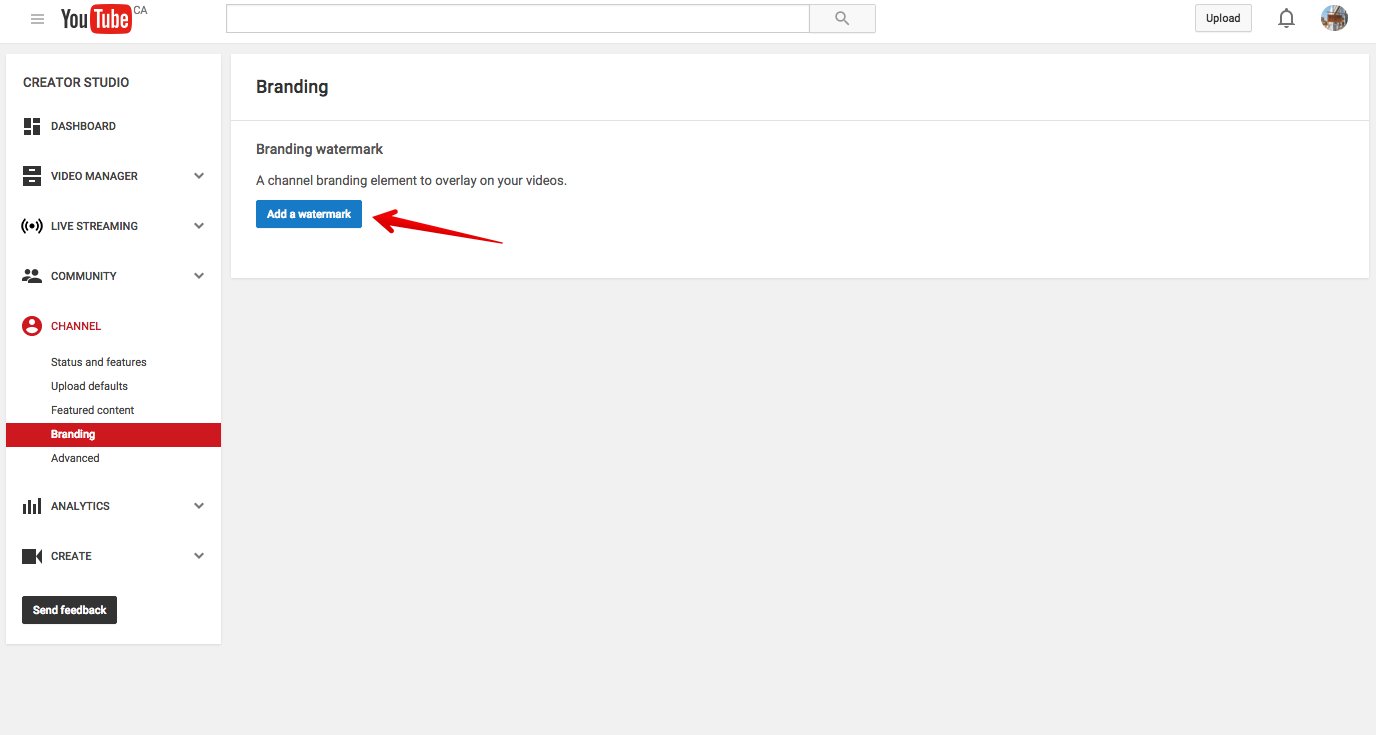 Add a watermark to YouTube: step 3