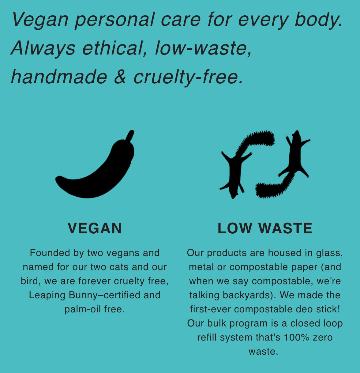 Email that explains how Meow Meow Tweet is vegan and prioritizes low waste.