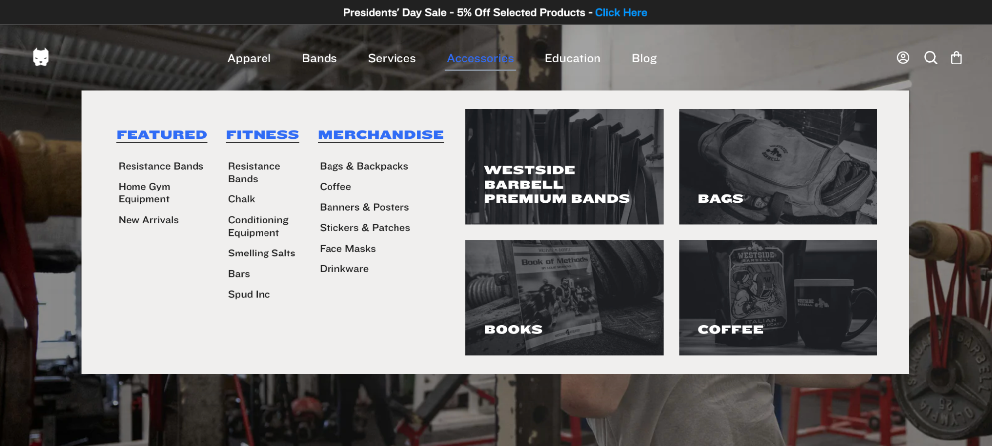 Image of products offered by Westside Barbell on its website