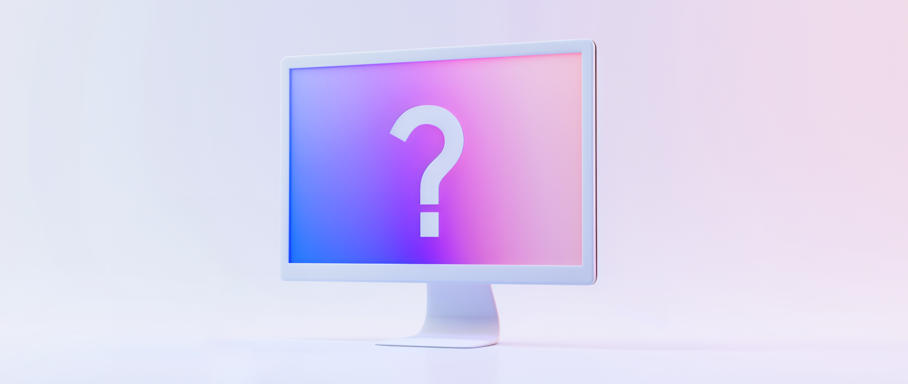 An animation of a blank computer screen showing a question mark