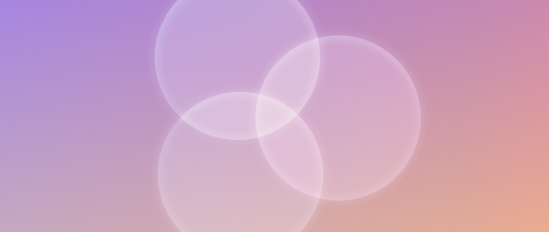 Three overlapping transparent circles on a light purple background.