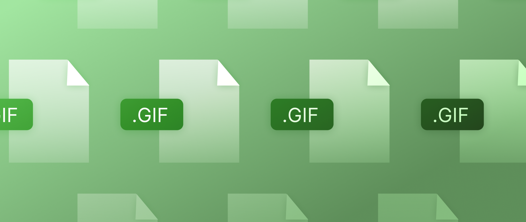 Rows of .GIF file icons on a green background.