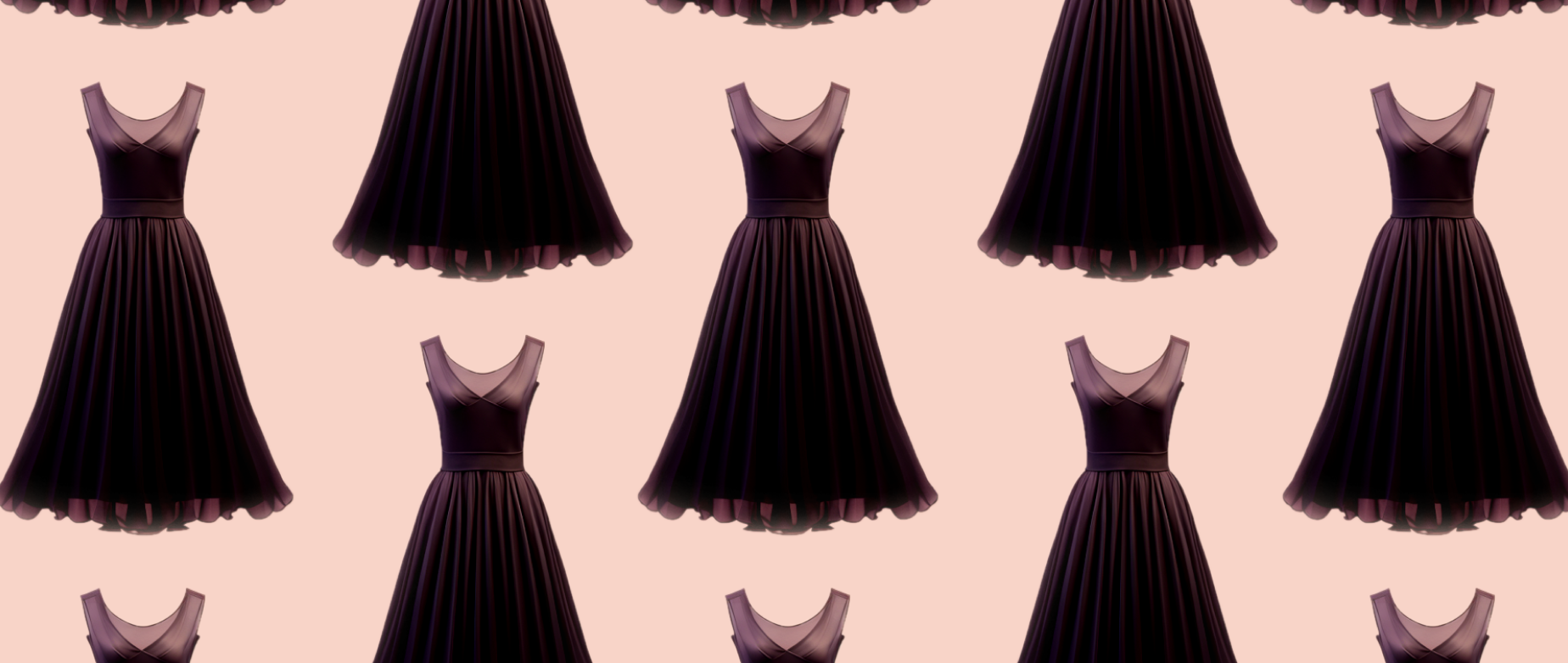 black dresses on a salmon colored background