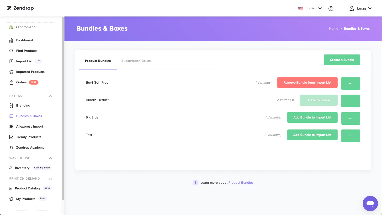 A settings screen for setting up product bundle sales.
