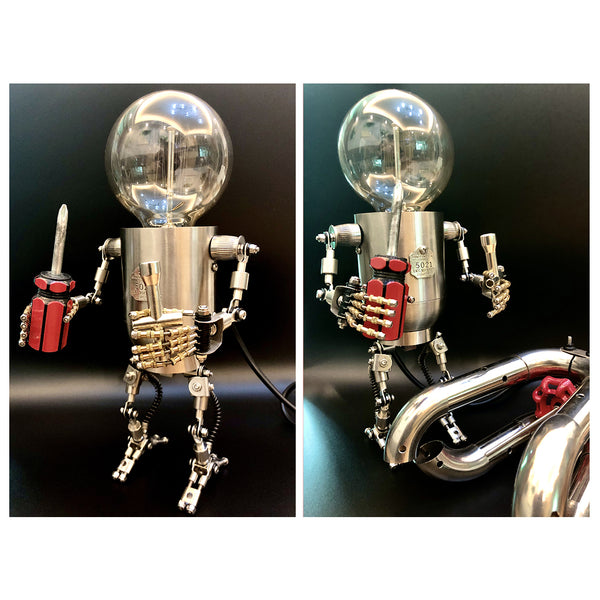 Blæse ornament Hej hej 250Pcs+ Metal Future Robot Bulb Lamp Handyman Mr Gort Model Building K