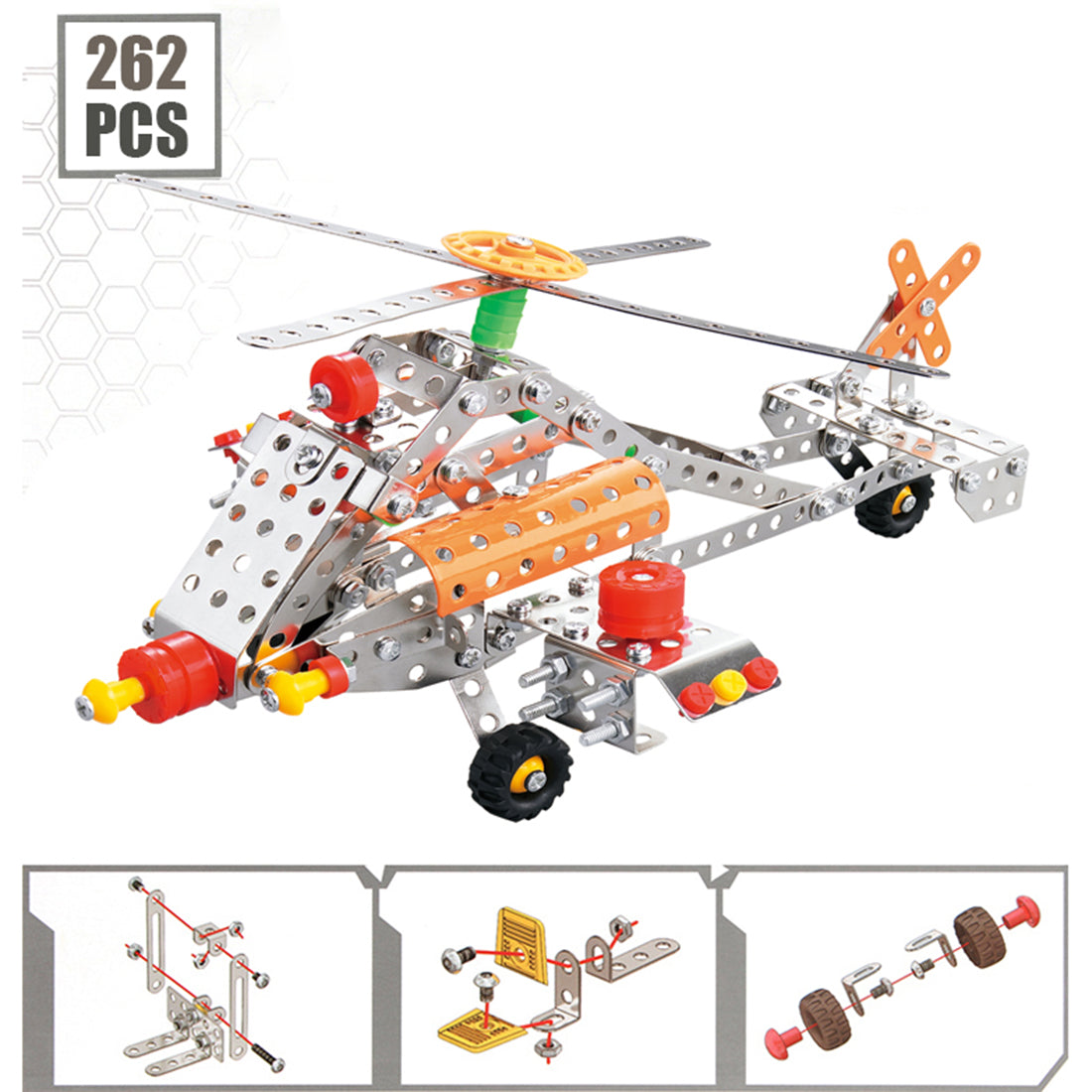 262Pcs Air Fighter Helicopter Model Building Kit STEM Education