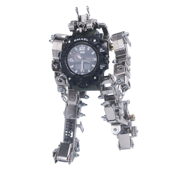 DIY Metal Assembly Robot Mecha Model 3D Puzzle Kits with Watch