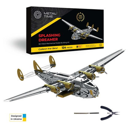Model Airplane Kit with Tool kit- DIY Scale Model - 3D Model kit Heavenly  Hercules - Moving Wind-Up Airplane Model | 3D Puzzle for Adults - Metal DIY